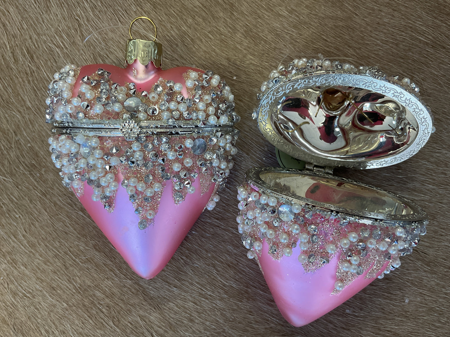 Glass beaded Heart Locket Orament