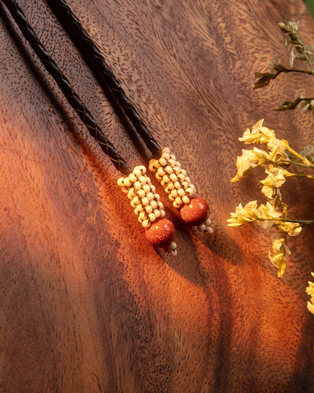 Longhorn - Beaded Bolo Tie with Western Cowboy Design