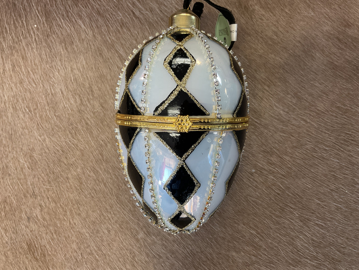 Glass Faberge Hinge Egg Ornament