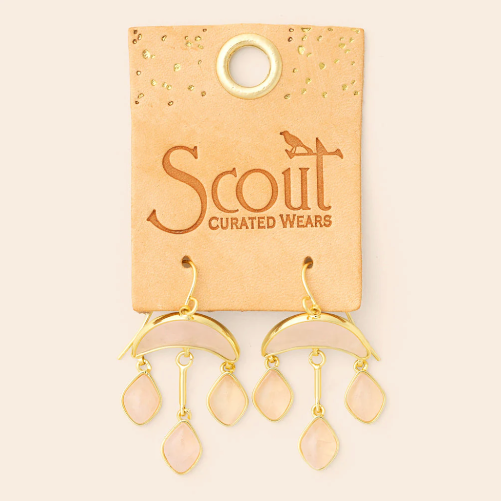 Stone Crescent Drop Earring