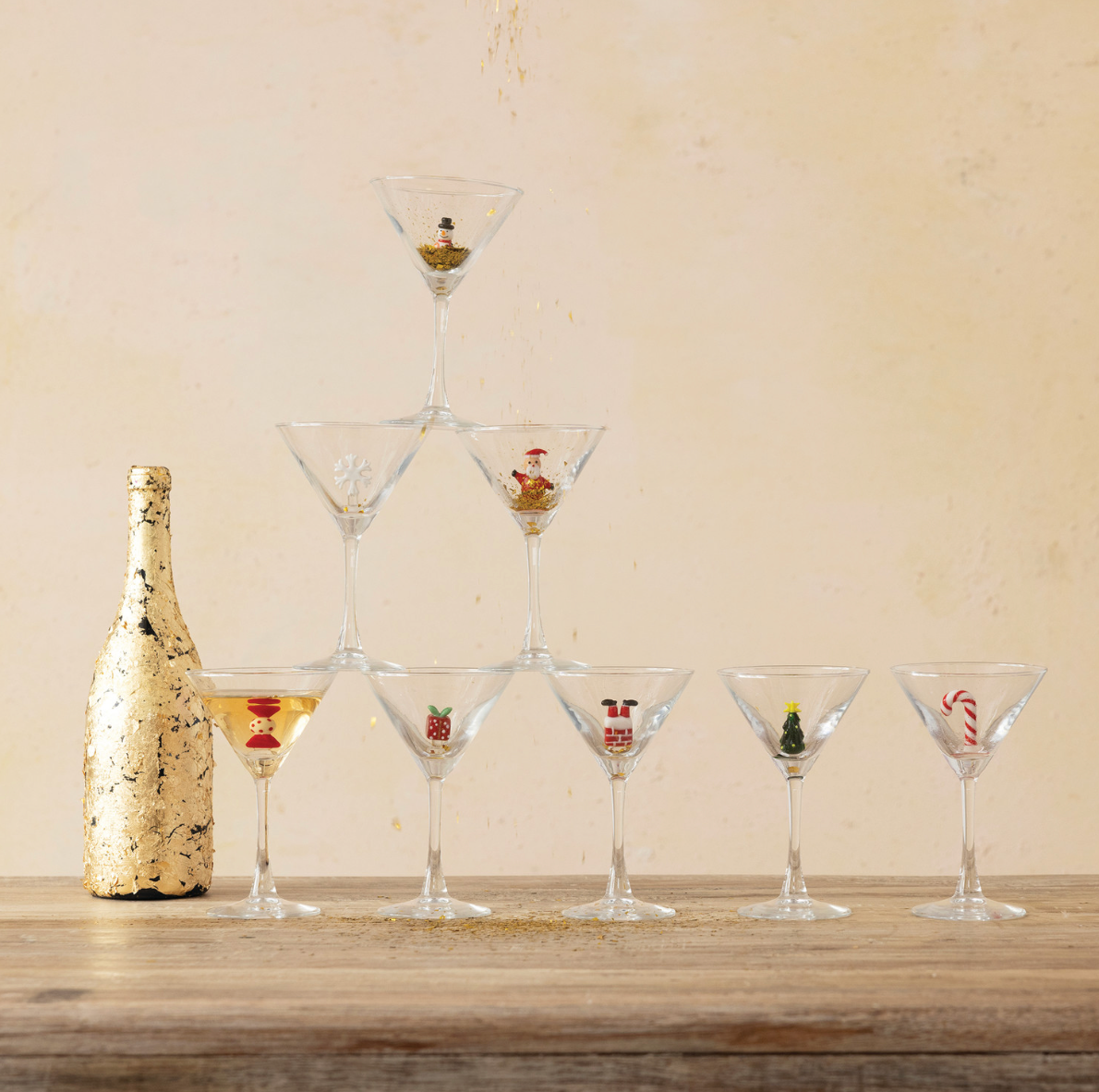 Holiday Figure Martini Glass