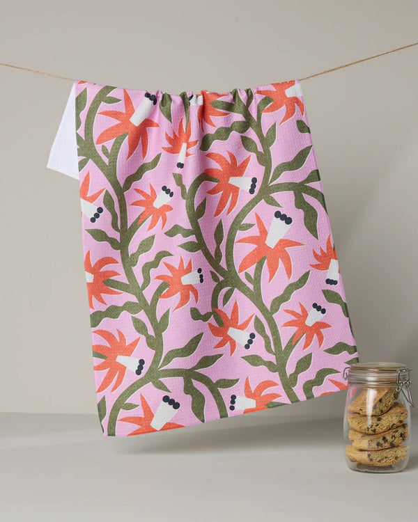 Graphic Flowers Tea Towel