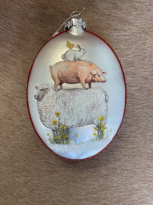 Sheep/farm animal Christmas ornament