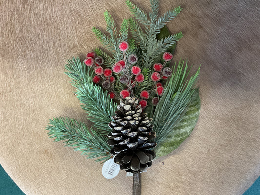 Mixed Iced Pine/Berry/Cone Pick