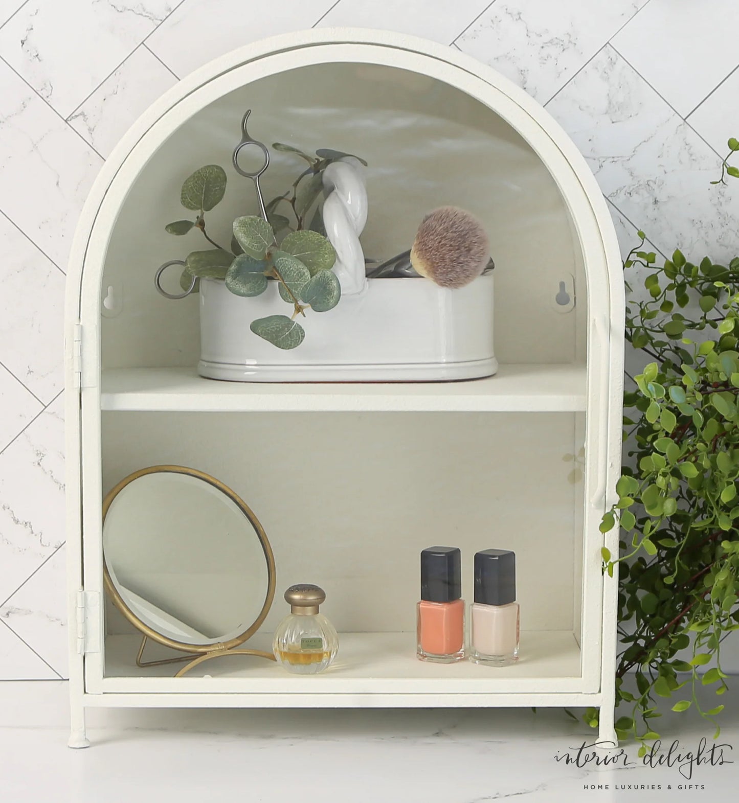 Textured Metal Cabinet with Glass Door