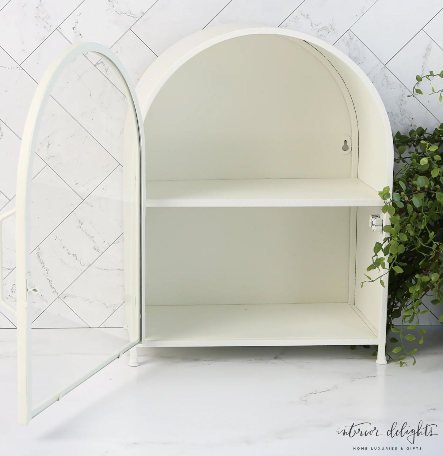 Textured Metal Cabinet with Glass Door
