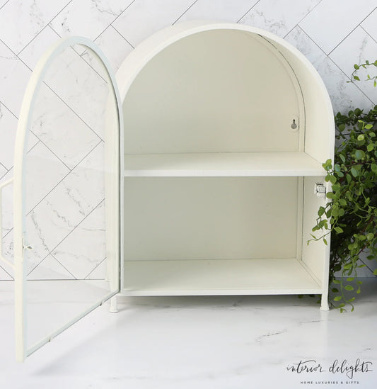 Textured Metal Cabinet with Glass Door