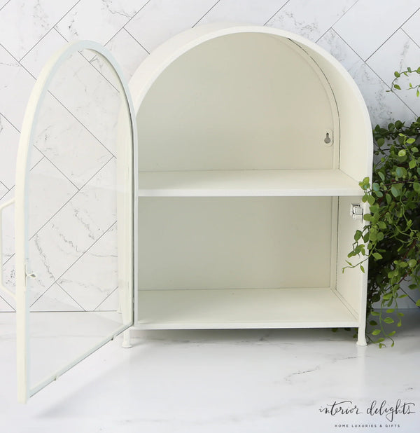 Textured Metal Cabinet with Glass Door