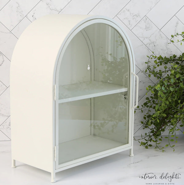 Textured Metal Cabinet with Glass Door