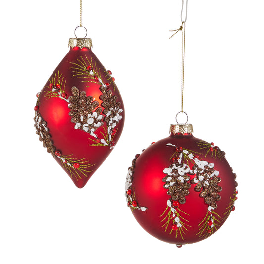 Embellished Red Pinecone Ornament