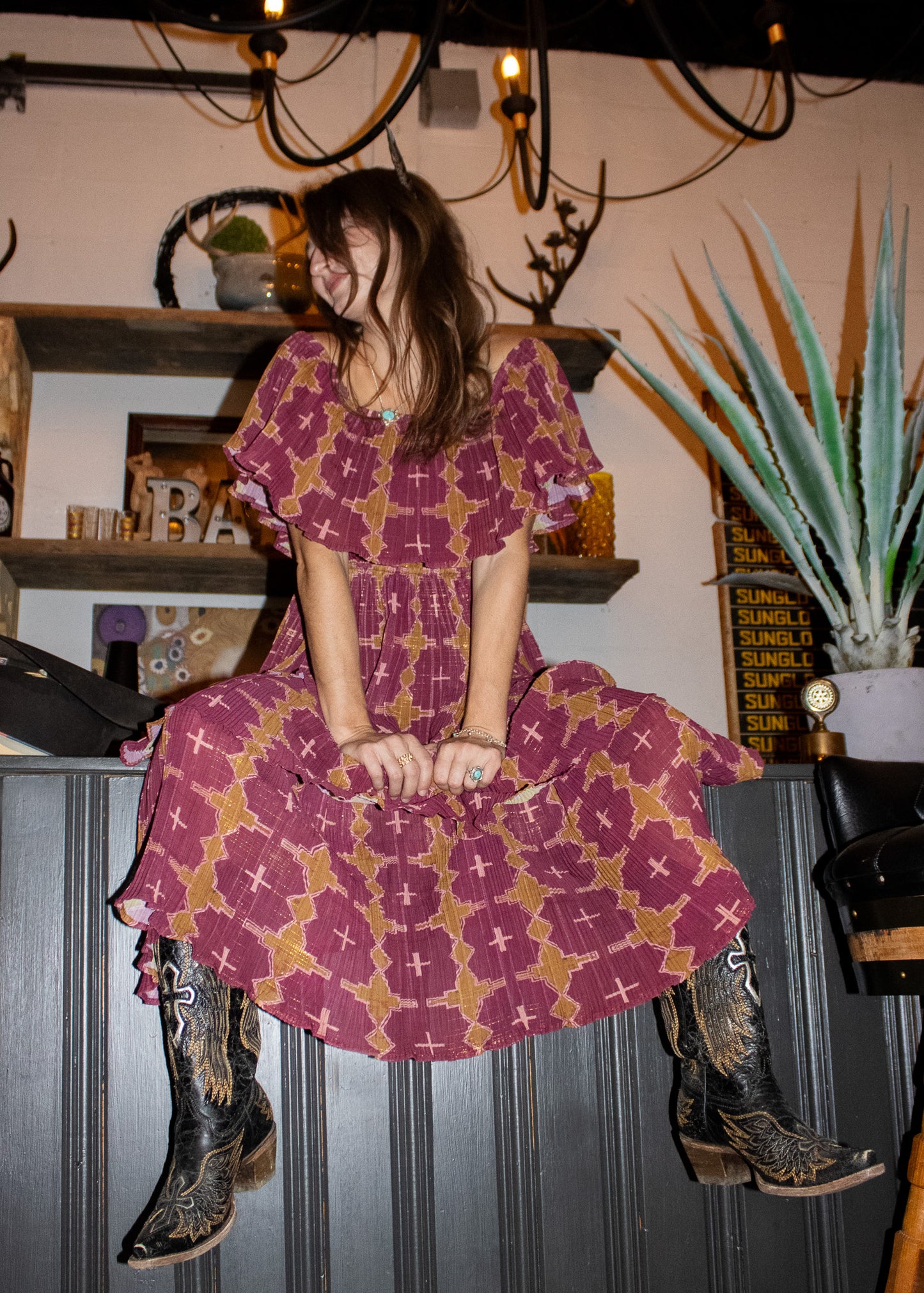 Magenta Geo Dress