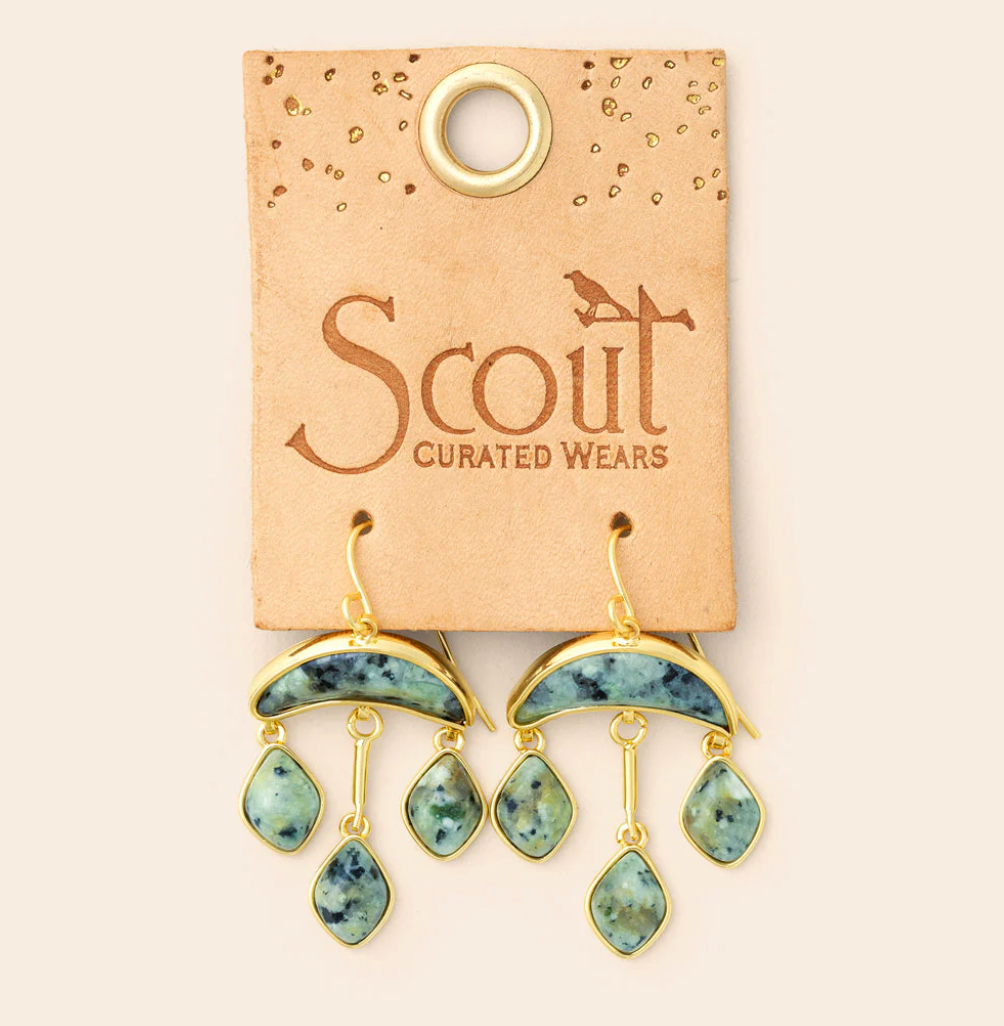 Stone Crescent Drop Earring
