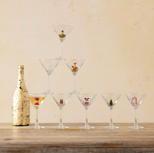 Holiday Figure Martini Glass