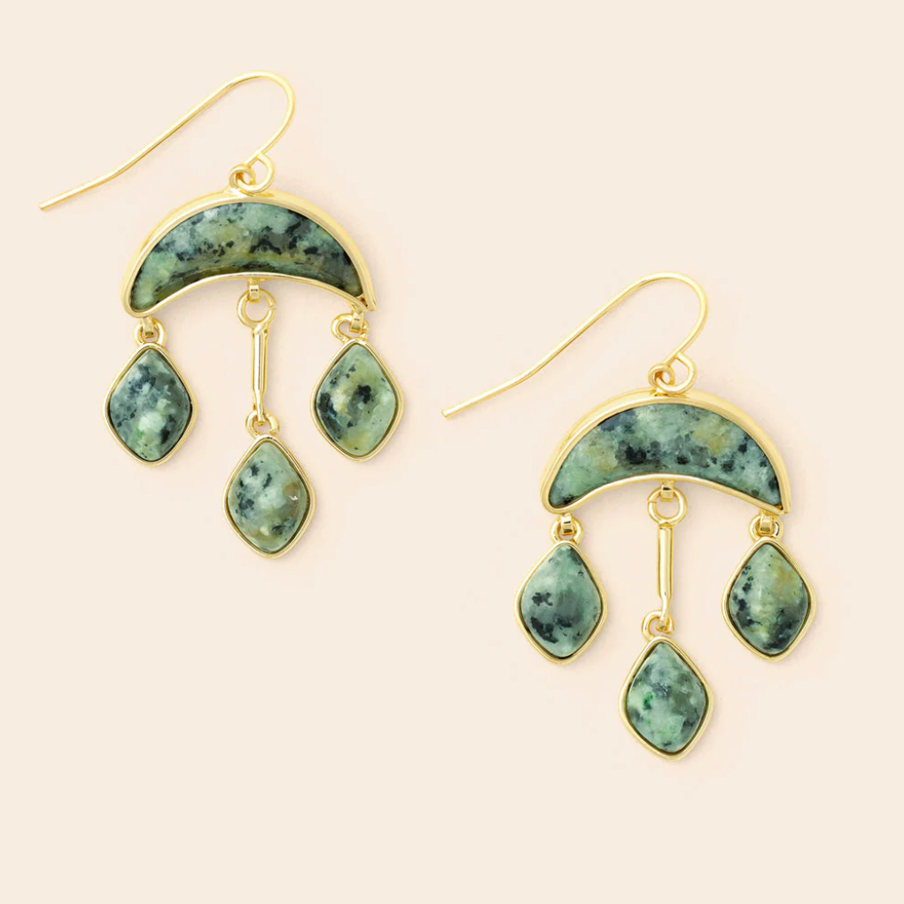 Stone Crescent Drop Earring